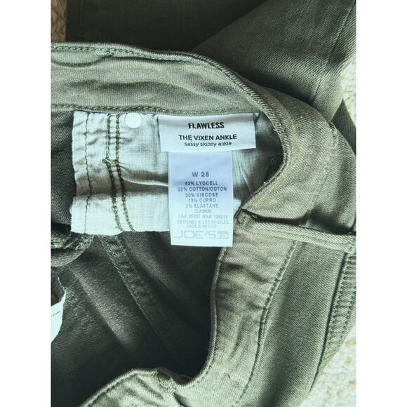 Joe’s Flawless The Vixen Skinny Ankle Jeans Sassy Green 25 Edgy Skater Holiday - Picture 5 of 6